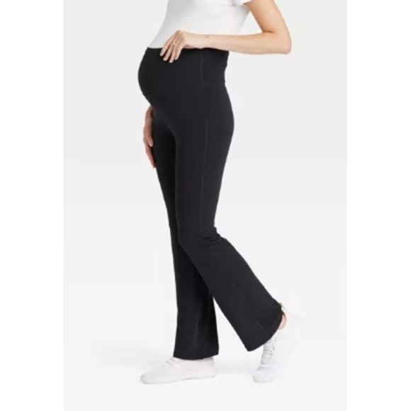 Isabel Maternity XXL Black HIgh Rise Full Belly Panel Flare Bootcut Yoga Pants - Picture 1 of 7